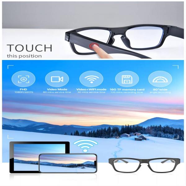 2K Camera Glasses Outdoor HD Video Glasses Portable For Outdoor Sport Driving Riding