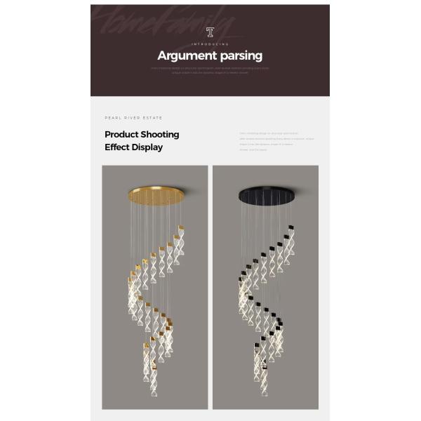 Modern Decoration Acrylic Living Room Restaurant Staggered Modern Ring Crystal Chandelier Glittering Pendant Light