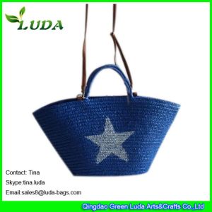 LUDA star painted straw beach bag women wheat straw handbags