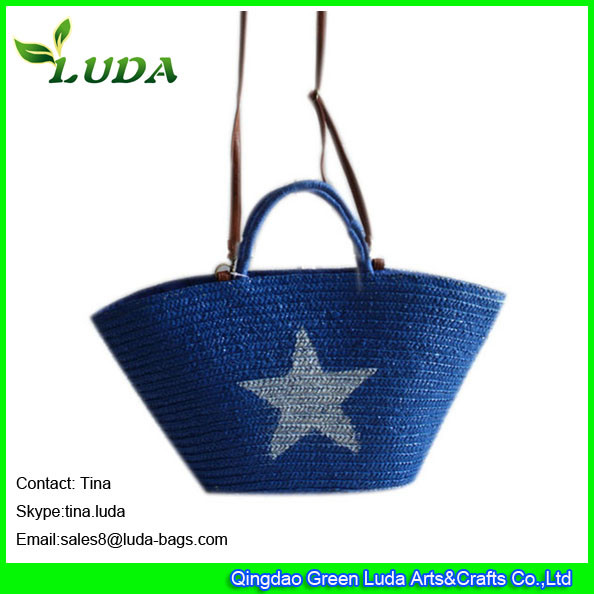 Buy LUDA star painted straw beach bag women wheat straw handbags at wholesale prices