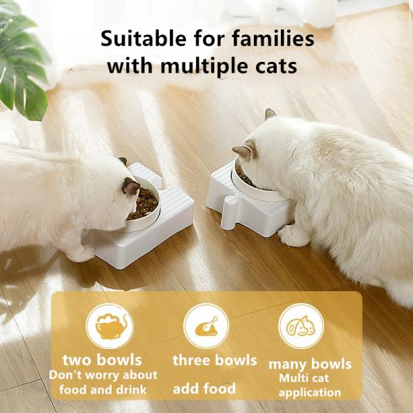 Ceramic Double Pet Feeder Bowls Prevent Knock Protect Cervical Vertebra