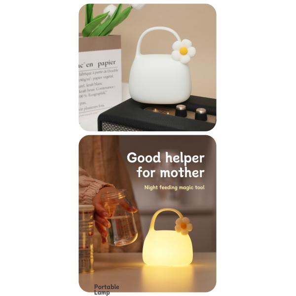 DIY Creative Gift Handbag Silicone Clapping Lamp With Time Bedside Decoration Atmosphere Sleeping Night Light