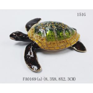 Metal turtle jewelry box bedside turtle enamel metal jewelry box