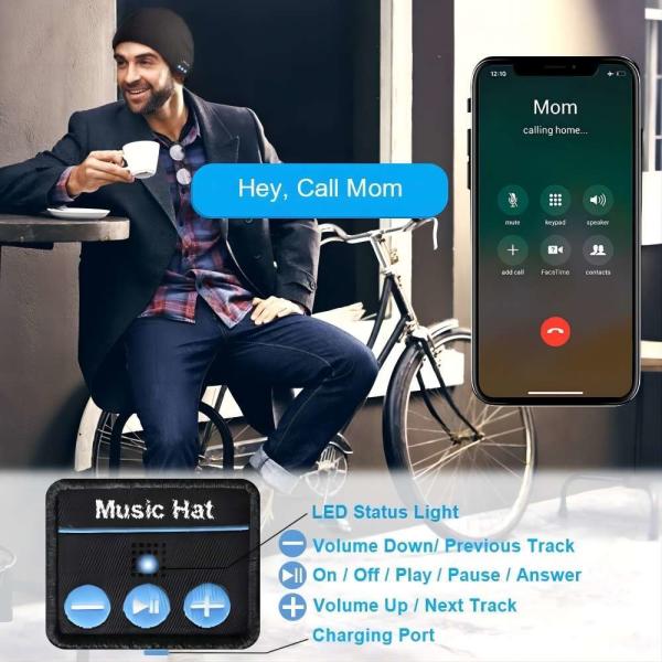 B5 Wireless Beanie hat with bluetooth, Hands-free phone calls & Music playing