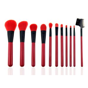 Red Natural Synthetic Hair Makeup Brushes Professional Makeup Brush Kits