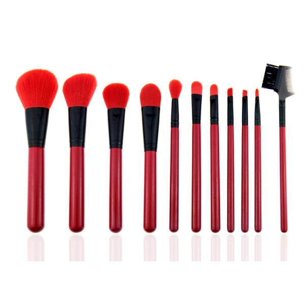 Buy Red Natural Synthetic Hair Makeup Brushes Professional Makeup Brush Kits at wholesale prices