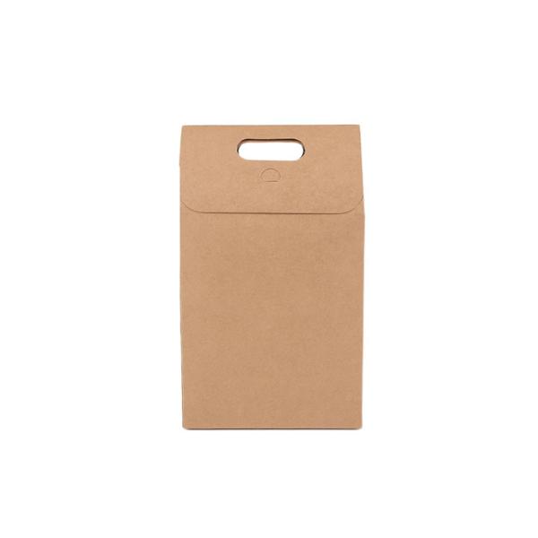 Buy Folding Hard Brown Kraft Paper Gift Bags With Handles For Taking Away at wholesale prices