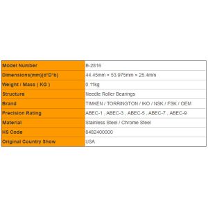 TIMKEN TORRINGTON B-2816 Needle Roller Bearing Full Complement