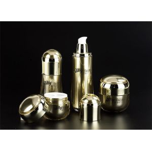 Quality Golden Cap PP Plastic Empty Makeup Containers Professional Round Shape for sale