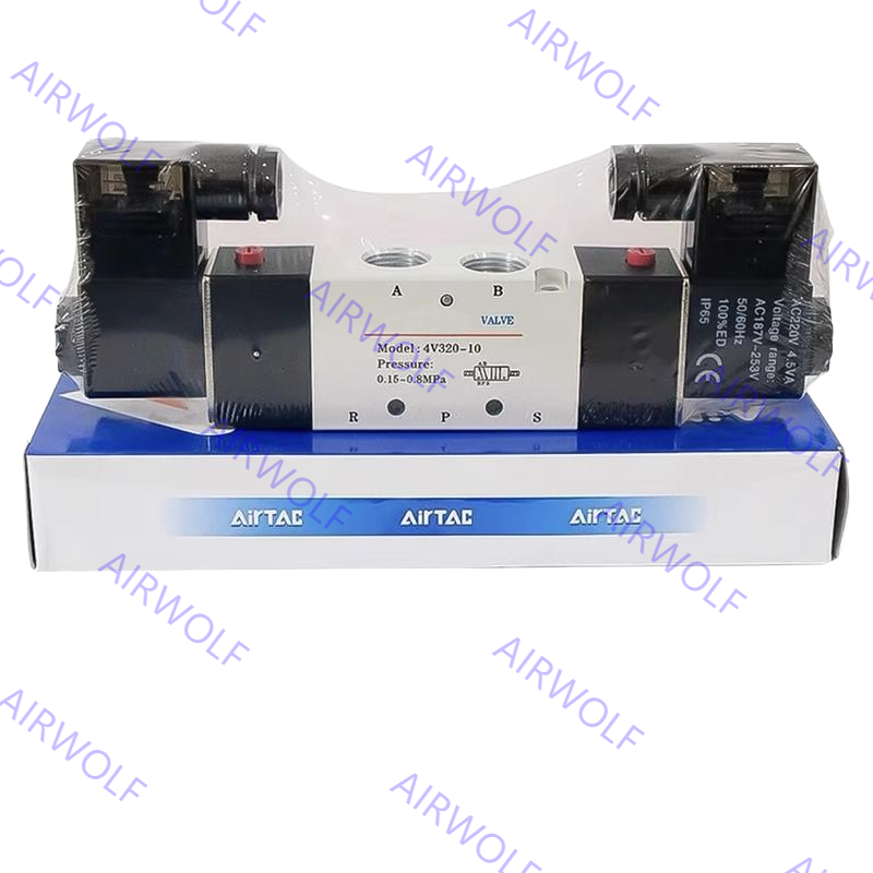 5/2 way, 5/3 way AIRTAC Aluminum 4V300 Series Electric Solenoid Valves 1/4", 3/8