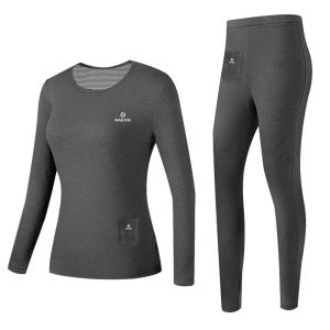 Fleece Lined Electric Heated Underwear Set Women Wireless Remote Control