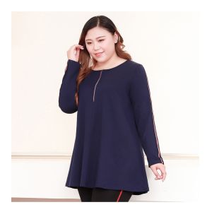 Pullover Blouse Style Plus Size Ladies Shirts Figure Print Wrap Tunic Cotton