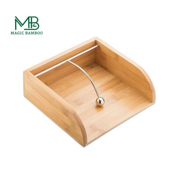 CE / EU Certified Bamboo Tissue Storage Holder for Natural Eco-friendly Napkin Storage
