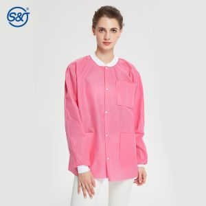 SMS Disposable Lab Coat With Knit Cuffs and Collar