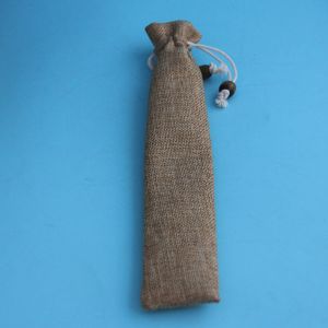 Cute Pen Biodegradable Jute Bags , Eco Friendly Round Drawstring Pouch