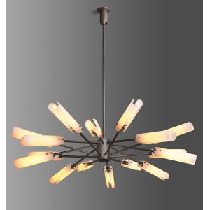 Adjustable Height Brass Copper Circular Chandelier with UV Printing