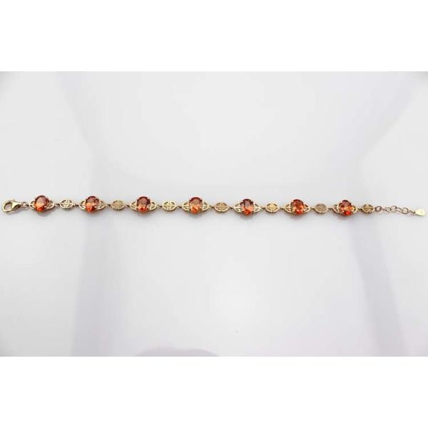 18k Rose Gold Plated 925 Silver Link Garnet Tennis Bracelet(H07)
