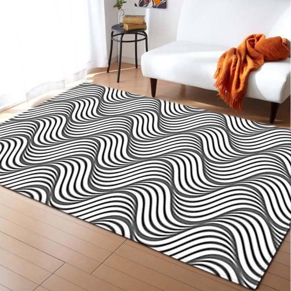 3D floor painting, three-dimensional entrance, long square living room carpet,