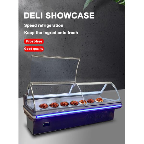 Inside Stainless Steel Delicatessen Deli Display Chiller For Shop Fan Cooling