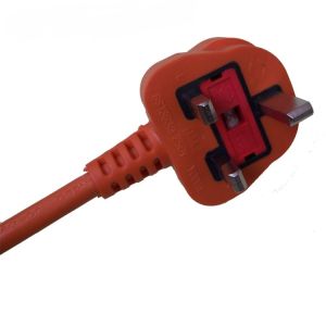 ASTA/BSI1363 approved orange power cables with non-rewireable UK type fused plug