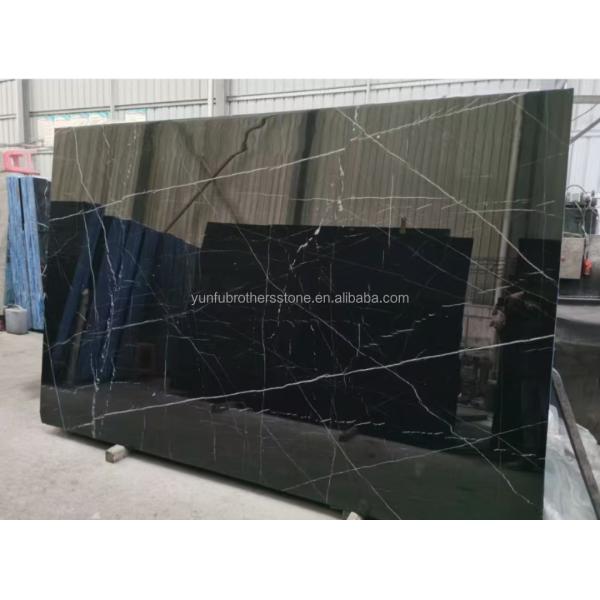 Modern Design Hotel Nero Marquina Big Slab Zimbabwe Black Marble Floors and Stairs