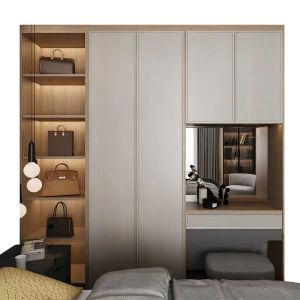 Modern Flat Packed Melamine Door Auto Swing Wardrobe In Matte Finish