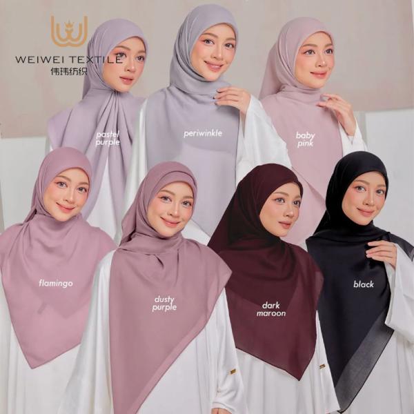 Wholesale High Quality Capital Borong Tudung Bawal Premium Cotton Voile Popular Soild Color Women Musulman Islamic Plain Hijab