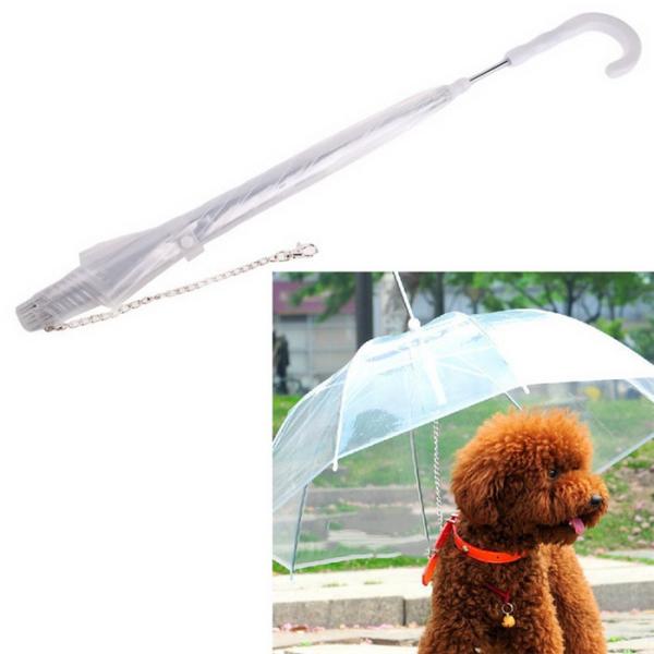 Buy POE See Through Umbrella Clear Transparent Pet Dog Umbrella With Chain at wholesale prices