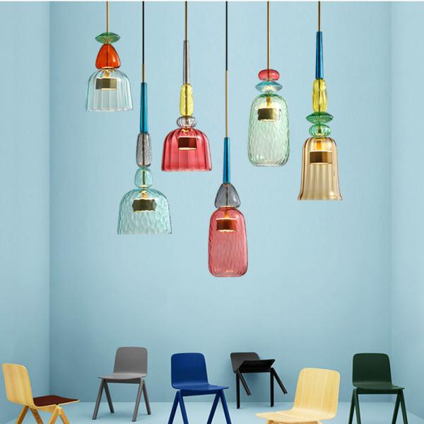 Buy Nordic Colorful Pendant Lights Home Decorative Lighting Living Room Bedroom Indoor Glass Hanging Lamp(WH-GP-36) at wholesale prices