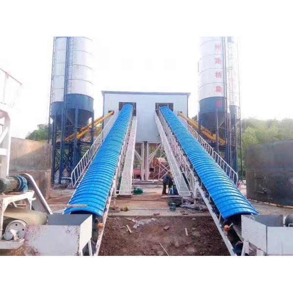 Buy Belt Feeding Modular Concrete Batching Plant Mixer Equipment PLC control at wholesale prices
