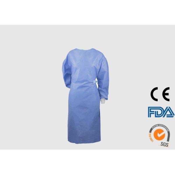 CE Certificate Medical Isolation Gowns , Blue Disposable Aprons 120*140cm