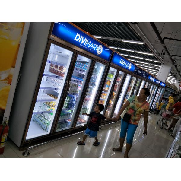 Remote System Merchandise Swing Glass Door Refrigerator With Aluminum Material
