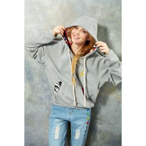 Ladies Hooded Sweatshirts , White Loose Fashion Jersey