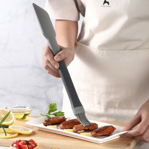 No Deformation Silicone 2 In 1 Spatula Oil Brush