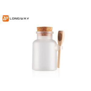 Frosted Plastic Cosmetic Jars ABS Bath Salt Bottles With Wooden Spoon / Plug