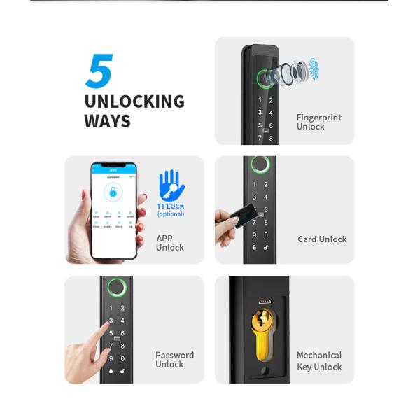 Slim Broken Bridge Aluminum Smart Door Lock Wireless Anti Theft Fingerprint TTlock APP Control