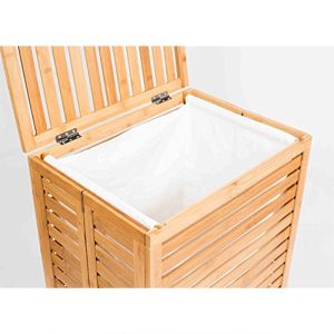 ODM Portable Bamboo Laundry Hamper Basket With Lid Shelf