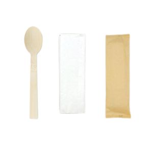 7'' Disposable Wrapped Cutlery Kit Biodegradable Spoon And Napkin Party Supplies