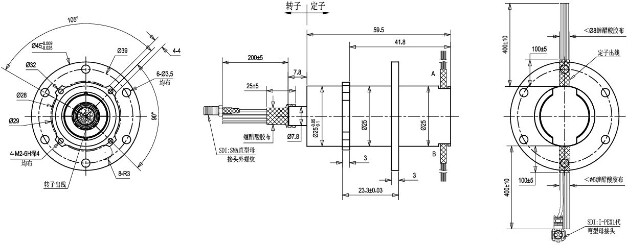 Plug And Play Ethernet Slip Ring 250rpm Video Connection HD SDI Slip Ring