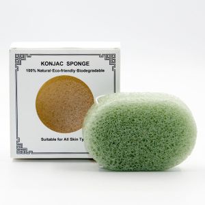 OEM ODM Vegetable Fibre Konjac Green Tea Sponge For Acne Prone Skin