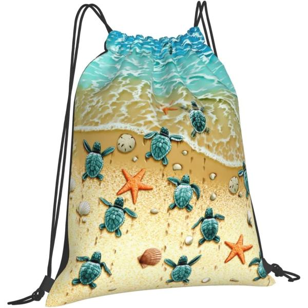 Buy Sea Turtle Drawstring Backpack Waterproof Adjustable Lightweight Gym Drawstring Bag Sports Dance Sackpack at wholesale prices