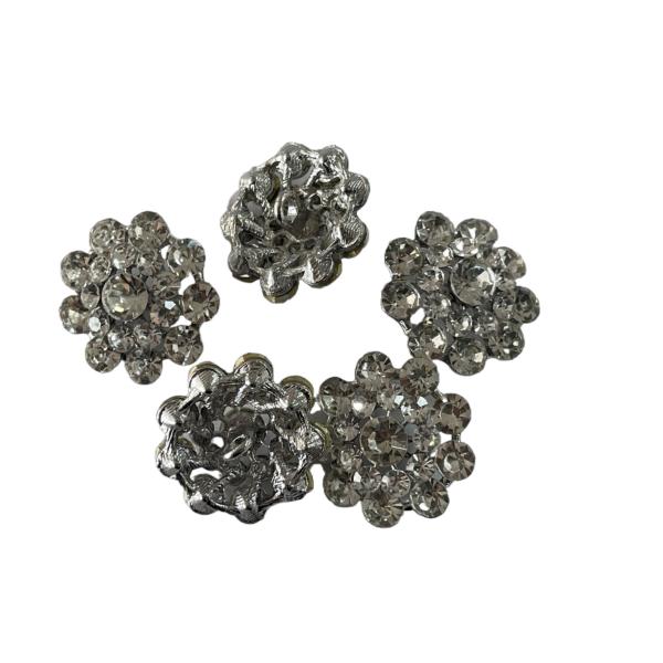 38L Fancy Plastic Buttons Faux Diamond With Metal Shank For Shirt Diy Material