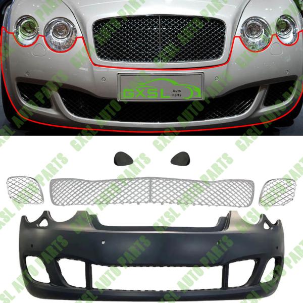 Buy For Bentley Continental Flying Spur 2004-2012 Car Accessories Front Bumper assembly Set （Chrome Grills）OEM 3W5807217Q 3W5807217R 3W5807937A 3W5807938A 3W5807683F 3W5807682F 3W5807667E at wholesale prices
