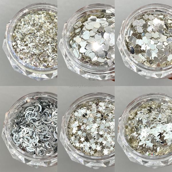 Nail glitters Korean bling super bright Nail polish silver color star heart Sequin summer nail sequins