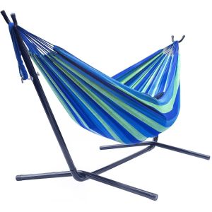 Modern Design Style Double Hammock With Steel Stand Holds Up To 300LBS Weight