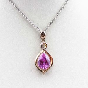 China Rose Gold Plated 925 Silver Pendant  8mmx10mm Pink Cubic Zircon (PSJ0418) on sale
