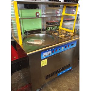 Single Pan Fried Rolled Ice Cream Machine With 6 Pcs Topping Container