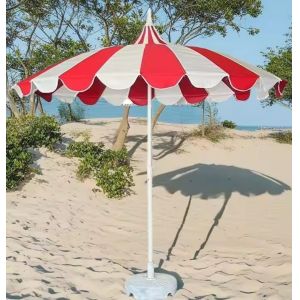 China 8.5 FT Stainless Steel Pagoda Shape Market Parasol Fiberglass Rib Strip Pagoda Commercial Patio Umbrellas on sale
