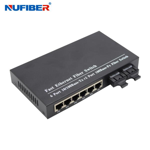 10/100M 6 port rj45+2 fiber port dual fiber SM 1310nm 20km optical fiber ethernet switch