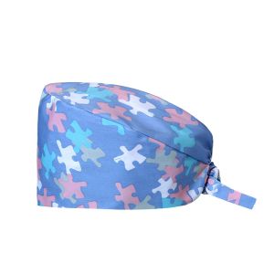 Cotton Disposable Scrub Caps , Disposable Surgical Caps With Buttons